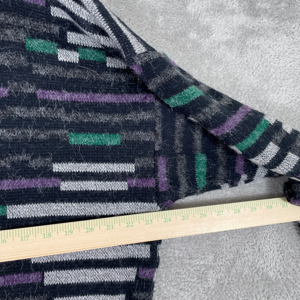 Bachrach Cardigan Sweater Mens Large Black Abstract Geometric Vintage Knit 90s - Picture 6 of 7